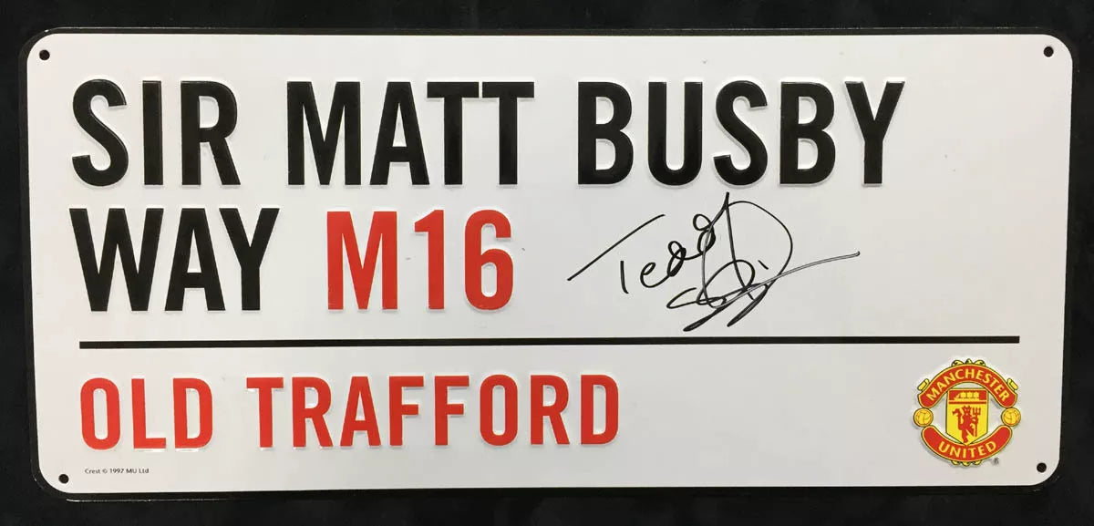 Teddy Sheringham Signed Manchester United FC Street Sign with COA